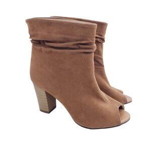 Olivia Miller Glendale Faux Slouchy Peep Toe Heels Ankle Booties Women's Size 8